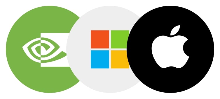 Logos of Nvidia, Microsoft, and Apple displayed in overlapping circles..jpg